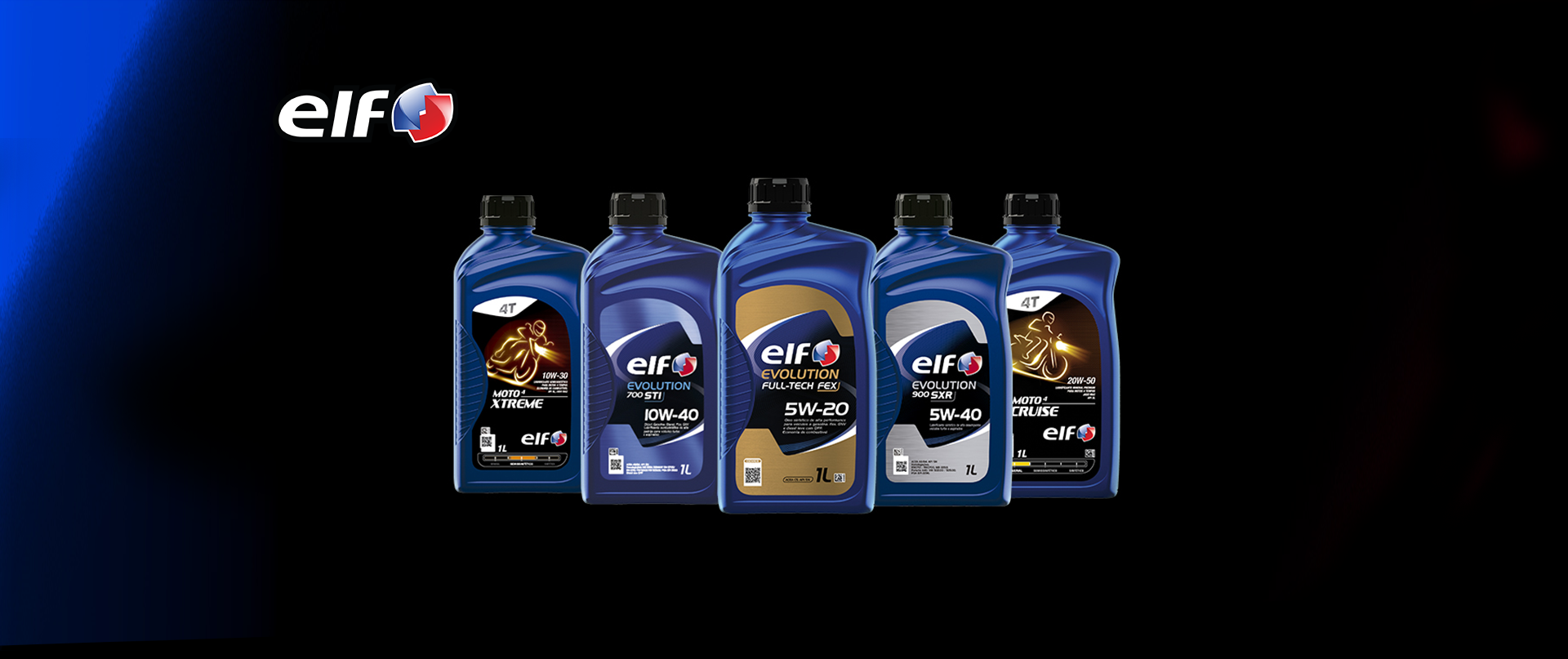 embalagens de óleo lubrificante da marca ELF lubrificantes contendo óleo 10w40 original da Renault e óleo para moto.