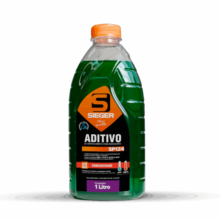 Foto de litro de aditivo de radiador na cor rosa da marca Sieger_ codigo SP124, produto para o sistema de arrefecimento de carros